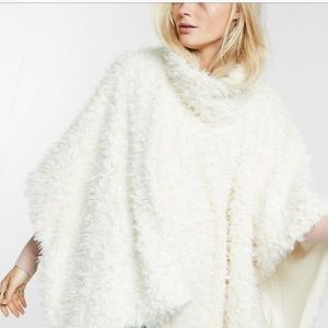 Fluffy Soft White Poncho From Express